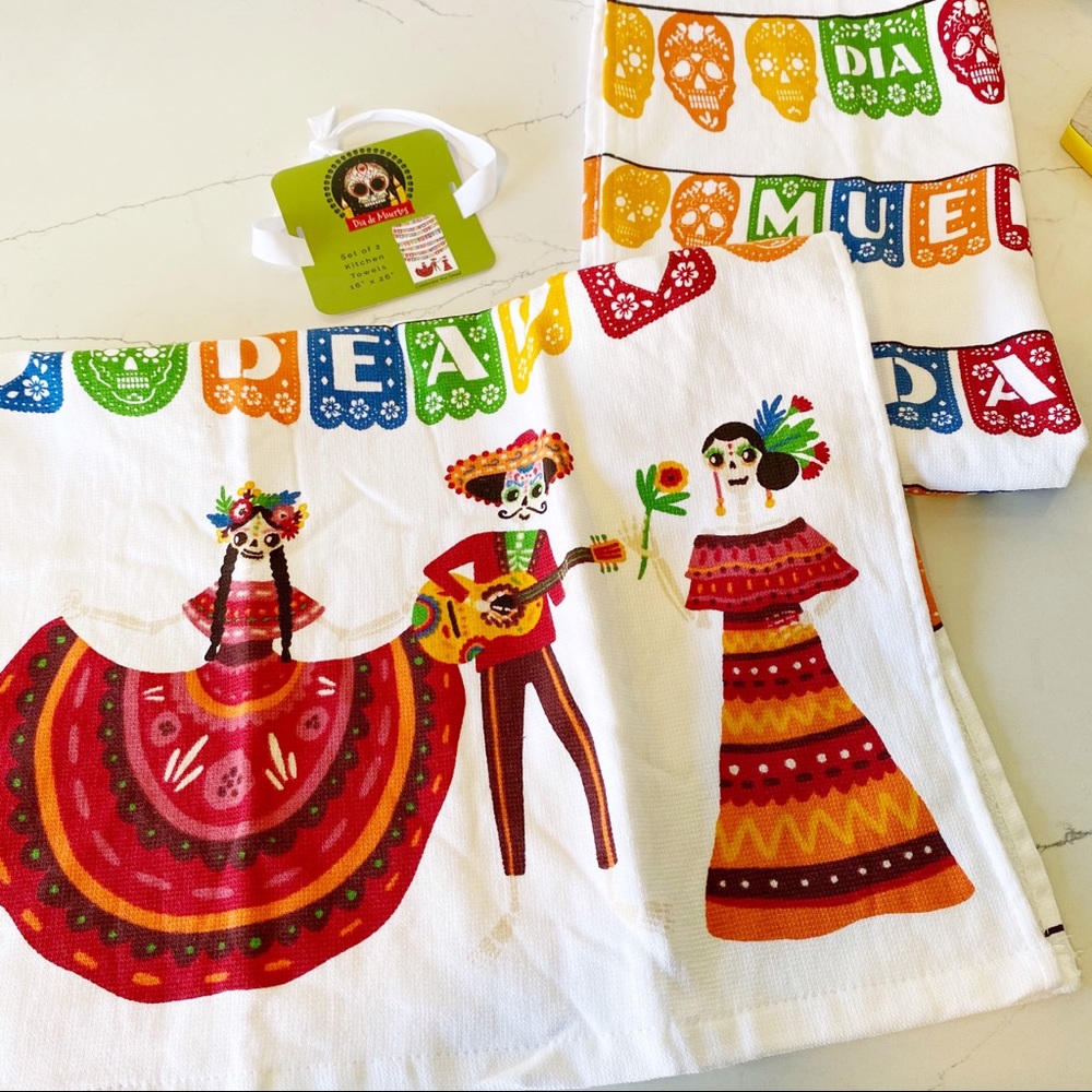 Day of the Dead Dia de Los Muertos Kitchen Towels Sugar Skulls